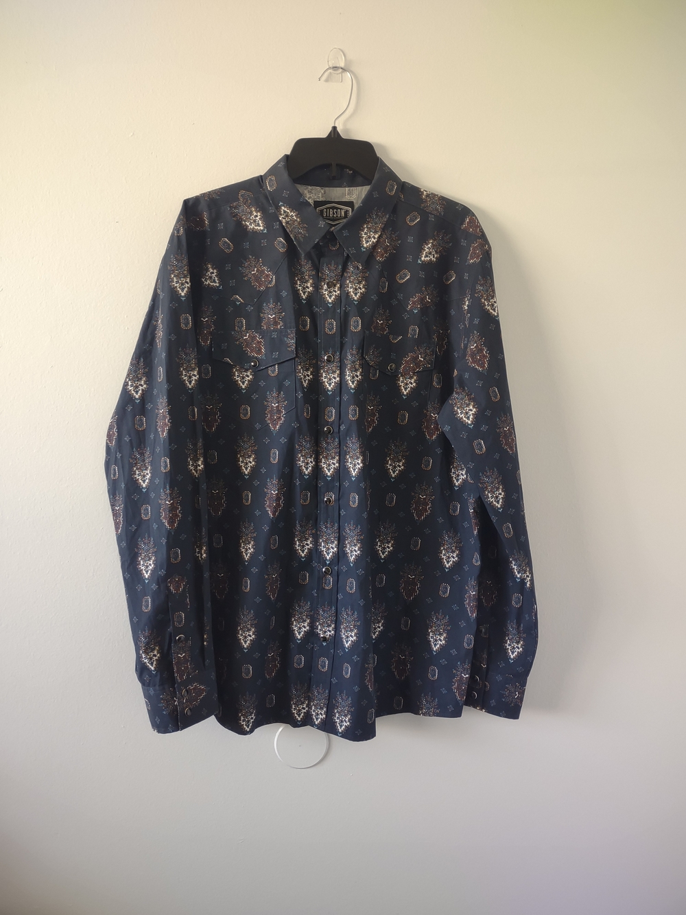 Gibson Trading Co. Western Snap Shirt Men’s Large Black Paisley Print